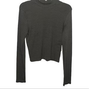 DIVIDED H&M Women’s Cowl Neck long Sleeve Cropped Military Green Top Size Medium